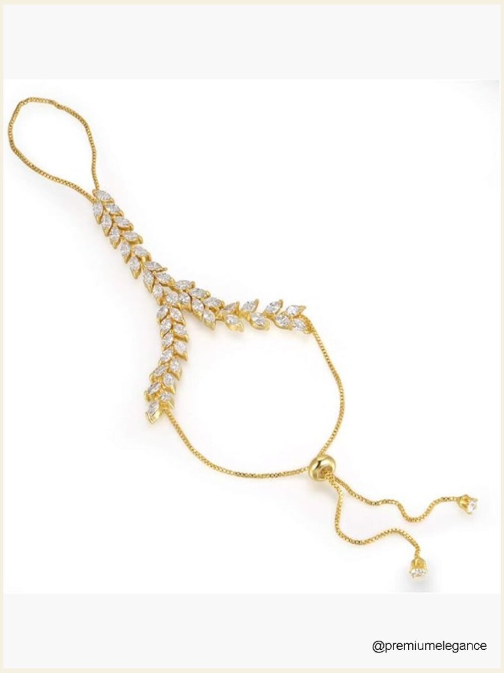 Cubic Zirconia Palm Chain Bracelet Hand Harness Bangle Adjustable